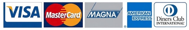 Aceptamos Visa, MasterCard, Magna, American Express y Diners Club